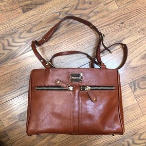 Brown leather shoulder bag